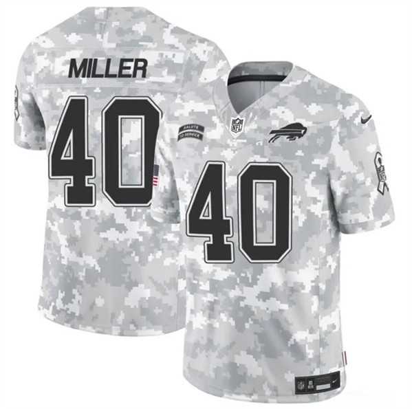 Men%27s Buffalo Bills #40 Von Miller 2024 F.U.S.E. Arctic Camo Salute to Service Limited Stitched Jersey Dzhi